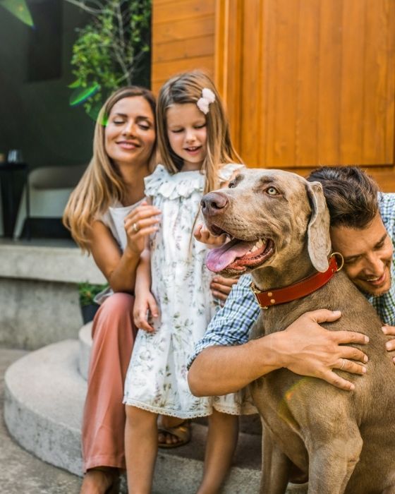 famille et leur chien