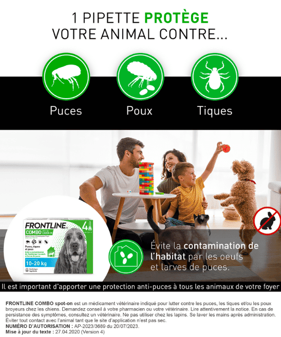 10-20kg combo chien - pipette traitement antiparasitaire chien